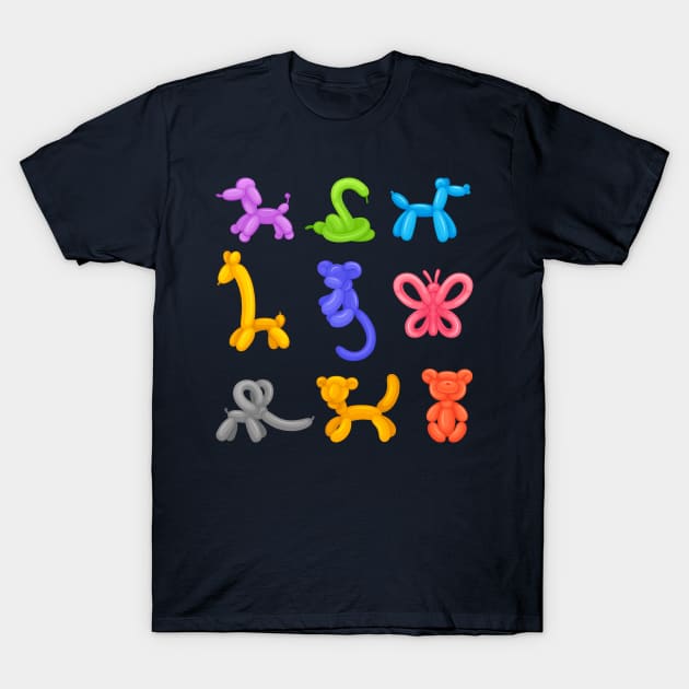 animals colored balloons T-Shirt by Mako Design 